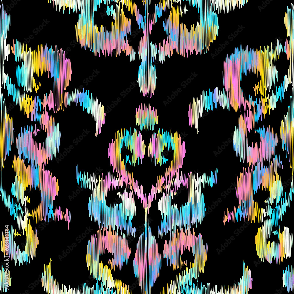Poster geometric abstract grunge vintage pattern. ikat style. seamless vector image.