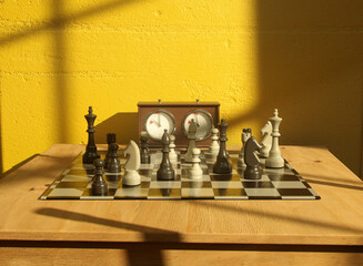 Chess Game Yellow Wall Background - Powered by Adobe