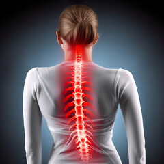 Spinal cord problems on woman's back