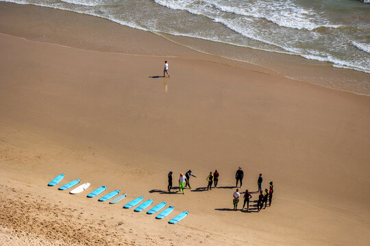 Surf school class lessons in the water