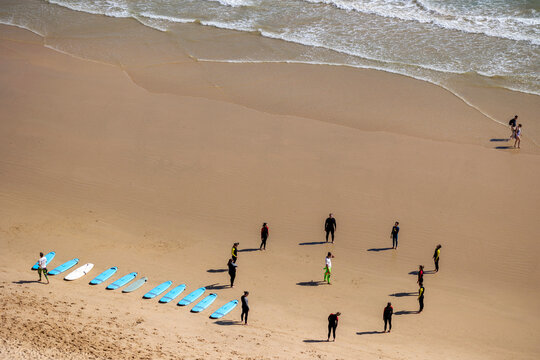 Surf school class lessons in the water