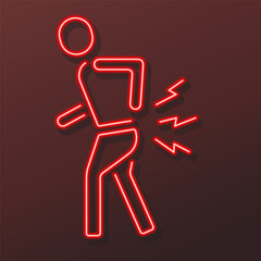 backache neon sign, modern glowing banner design, colorful modern design trends on black background. Vector illustration.