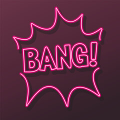 bang neon sign, modern glowing banner design, colorful modern design trends on black background. Vector illustration.