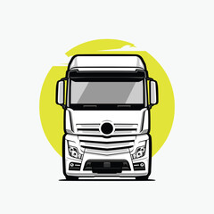 Truck Front View Vector Art Isolated. European Semi Truck Illustration. Best for trucking and freight related Industry