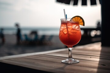 Coctail drinks at bar and on the beach