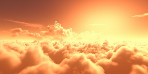 AI Generated. AI Generative. Sky clouds air drone view yellow orange color background landscape. Adventure trip travel outdoor fly. Graphic Art