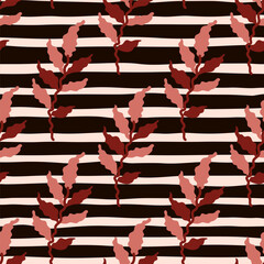 Naklejka premium Organic leaves seamless pattern. Simple style. Botanical background. Decorative forest leaf wallpaper.
