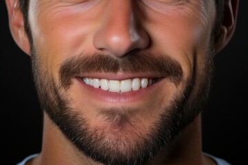 Fototapeta premium Close up shot on a man with a perfect smile, generative ai