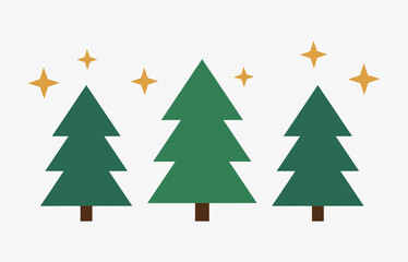 Christmas trees and stars. Christmas card.