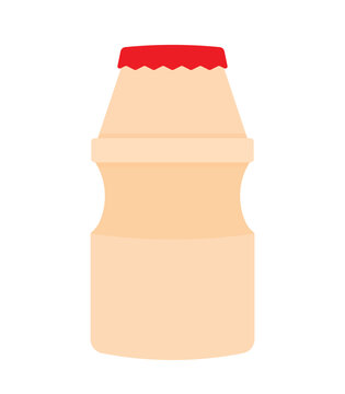 Yogurt Probiotic Drink Bottle Icon in Animated Cartoon Vector Illustration