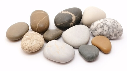 Fototapeta na wymiar Set of stones or rocks isolated on White background.