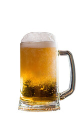 Mug with a light beer with high foam