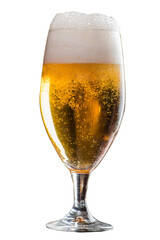 Glass with a light beer with high foam