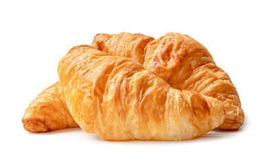 Three piece of croissant in stack isolated on white background with clipping path.