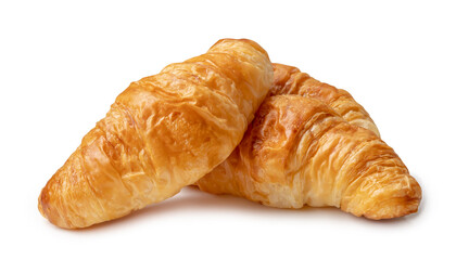 Three piece of croissant in stack isolated on white background with clipping path.