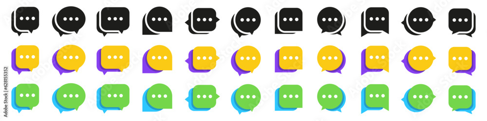 Aufkleber Chat messaging speech bubbles collection. Comment, chat, speech bubble, dialogue box in a flat design. Chatting balloon app icons. Communication, conversation speech bubble