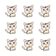 set of cute cartoon cats