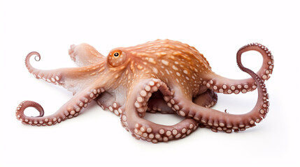 Fresh octopus with tentacles isolated on a white background. .