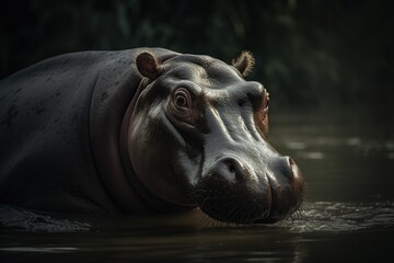 Hippo in the river photography