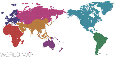 ドットの世界地図 アジア中心で地域分け 影付き_01
