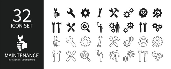 Icon set related to maintenance and systems