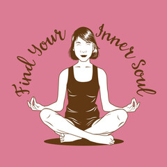 Fototapeta na wymiar Yoga Pose Find your Inner Soul Illustration