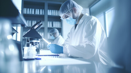 Real photo of doctor analyzing sample in clinical science  lab