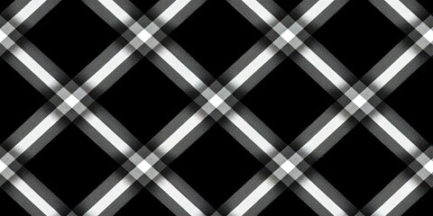 Seamless simple plaid gingham checker pattern. Tileable black and white tartan textile background. Trendy picnic or lumberjack menswear motif, ideal for flannel shirt, scarf, blanket, or towel