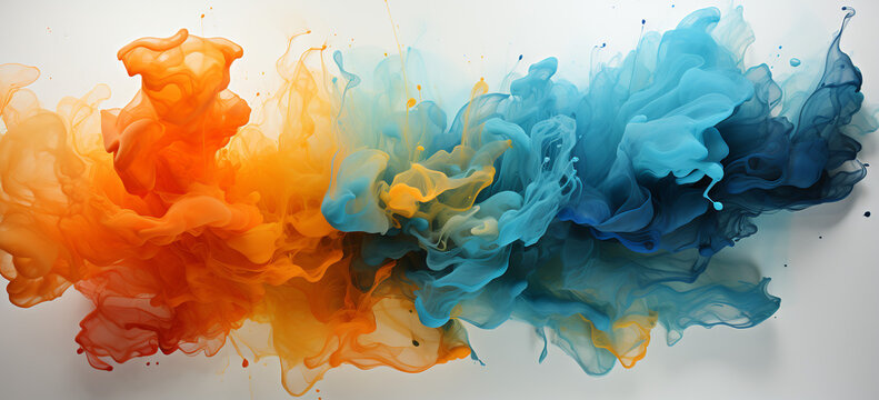 A modern fusion of blue and orange watercolors creating a unique style