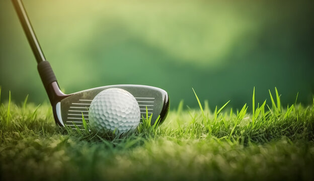 A pristine golf ball rests on the lush green grass of the fairway, positioned perfectly for the next swing