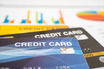 Credit card model on graph spreadsheet paper. Finance development, Banking Account, Statistics, Investment Analytic research data economy, Stock exchange trading, Business company concept.