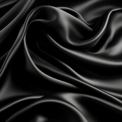 Fototapeta premium Black silk and satin fabric, black silk background, desktop wallpaper, designer background, black satin background 