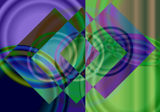 Fondo Abstracto En Morado, Verde, Fucsia Y Azul