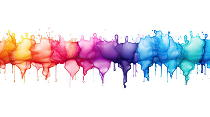 Bright watercolor rainbow stain drips. Abstract illustration on a white background. Banner for text, grunge element for decoration