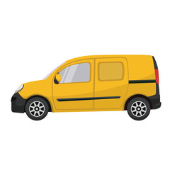 Yellow Delivery Van Icon: Transporting Service, Freight, Packages Shipment