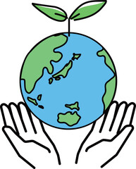 地球と優しく包む手
