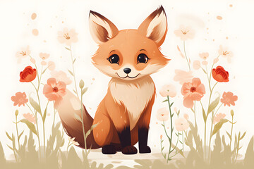 Adorable Fox: Cute Fox Illustration, kids, playful character