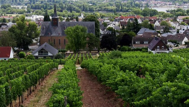 the town of ruedesheim in the famous german rheingau countryside 4k 30fps video