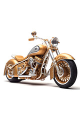 Golden rich motorcycle isolated on a white background.