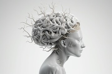 Front view of the brain. Photo generative AI