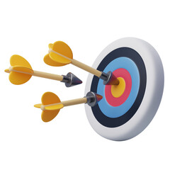 Arrows are hitting the target, sport and success business, 3d art - 628167797