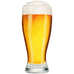 Watercolor hand drawn realistic glasses of beer