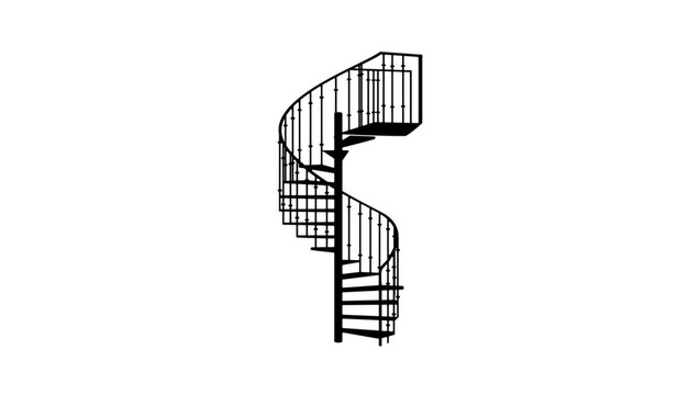 winding staircase silhouette, The image is reminiscent of the spiral staircases in old castles and churches, and it evokes a sense of mystery and intrigue.