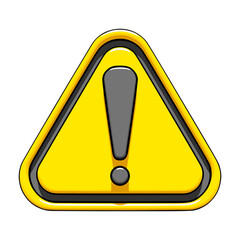 Yellow triangle warning sign with exclamation mark inside, front view. Warning sign icon. Dangerous situation or hazard warning concept. Simple vector illustration isolated on white background