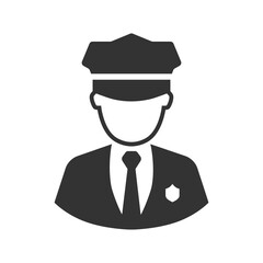 Police Icon vector. Policeman Officer avatar illustration. Soldier icon. Element of war and peace. 