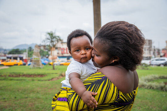An African mother with her newborn son during a loving moment