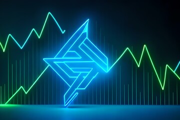 Naklejka premium Growth arrow up and progress success business skill increase improvement graph on market profit stock background with goal of achievement futuristic finance economy