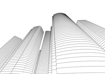 Architecture in the city 3d rendering