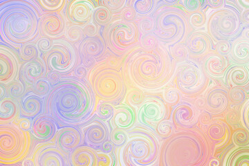 Multicoloured pastel background, spiral blending of different shades of colour, light shades of colour, ornamental decorative pattern
