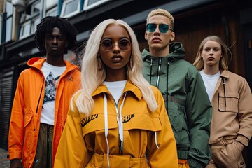 streetwear brand launching new collection, with models showcasing the latest looks